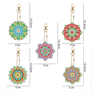 Vente en gros 5 Pcs Mandala Motif Diamant Peinture Porte-clés Pendentif Kit Diy Mosaïque Cristal Diamant Art Artisanat Pour <span class=keywords><strong>Adultes</strong></span> - Product Image 2