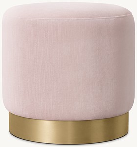 Modern Round Fabric Upholstered Ottoman <strong>Pouffe</strong> with Gold Base for Living Room Sofas and Bedroom Sets Luxury - Product Image 4