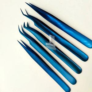 ที่หนีบขนตาปลอมพลาสม่าสีน้ำเงินแหนบสเตนเลสสตีลอเนกประสงค์แบบสากลแบบมืออาชีพออกแบบโลโก้ได้ตามต้องการ - Product Image 3