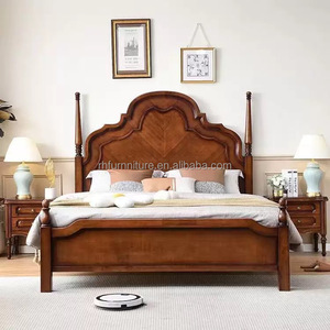 <b>Antique</b> Solid Wood <b>Bed</b> With Decorations for Bedroom Double Size 1.8 Meters Solid Wood King <b>Bed</b> - Product Image 1