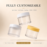 Pot cosmétique en PET à paroi épaisse, écologique, PCR, 50g 100g, couvercle plat givré FDA, conteneur cosmétique, étiquette privée personnalisée, pot en plastique