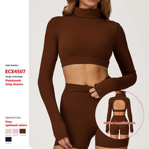 <span class=keywords><strong>Top</strong></span> Deportivo XW-ECX4507 de <span class=keywords><strong>Manga</strong></span> <span class=keywords><strong>Larga</strong></span> Ajustada para Gimnasio, Fitness, Running, Cómodo, Cuello Alto, Espalda Descubierta, para Pilates, para Mujer - Product Image 2