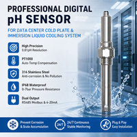 Capteur de pH numérique RS485 Modbus 4-20mA pour centre de données IA, plaque froide, refroidissement liquide, CDU, surveillance du pH du liquide de refroidissement, PG25 EG25 Glycol