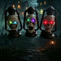 Décoration d'Halloween : Lanterne LED Crâne Effrayant pour Fête à Thème, Décoration de Maison, Accessoire de Farce pour Escape Room, Ornement