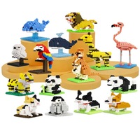 Serie de Modelos de Animales, Bloques de Construcción de Micropartículas: León/Tigre/Pinguino/Panda (Juguete de Ladrillos de Plástico ABS para Ensamblar)