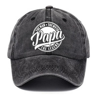 Casquette de baseball en PVC avec logo imprimé, style Papa délavé, pour sports de plein air, visière anti-UV, motif lettres, 6 panneaux, réglable