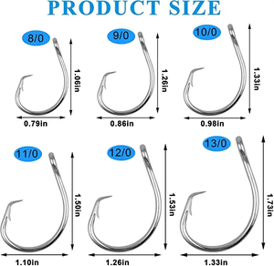 Anzuelos circulares Anzuelos DE PESCA DE ACERO INOXIDABLE Agua salada <span class=keywords><strong>3X</strong></span> Anzuelos de gran juego fuertes para bagre Atún de lubina 8/<span class=keywords><strong>0</strong></span>-<span class=keywords><strong>16</strong></span>/<span class=keywords><strong>0</strong></span> - Product Image 4