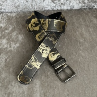 Ceinture Jiahao à motif de personnage manga, noire, nostalgique, pour homme, style punk Y2K, personnalisable