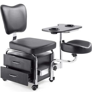 Chaise de pédicure AY rose/noir/blanc, table à ongles, chaise de manucure avec tabouret mobile - Product Image 3