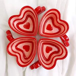 Factory Custom Personalized Cute Heart-Shaped Porcelain <b>Ceramic</b> <b>Mug</b> with Heart Handle Dishwasher & Microwave Safe for Presents - Product Image 1