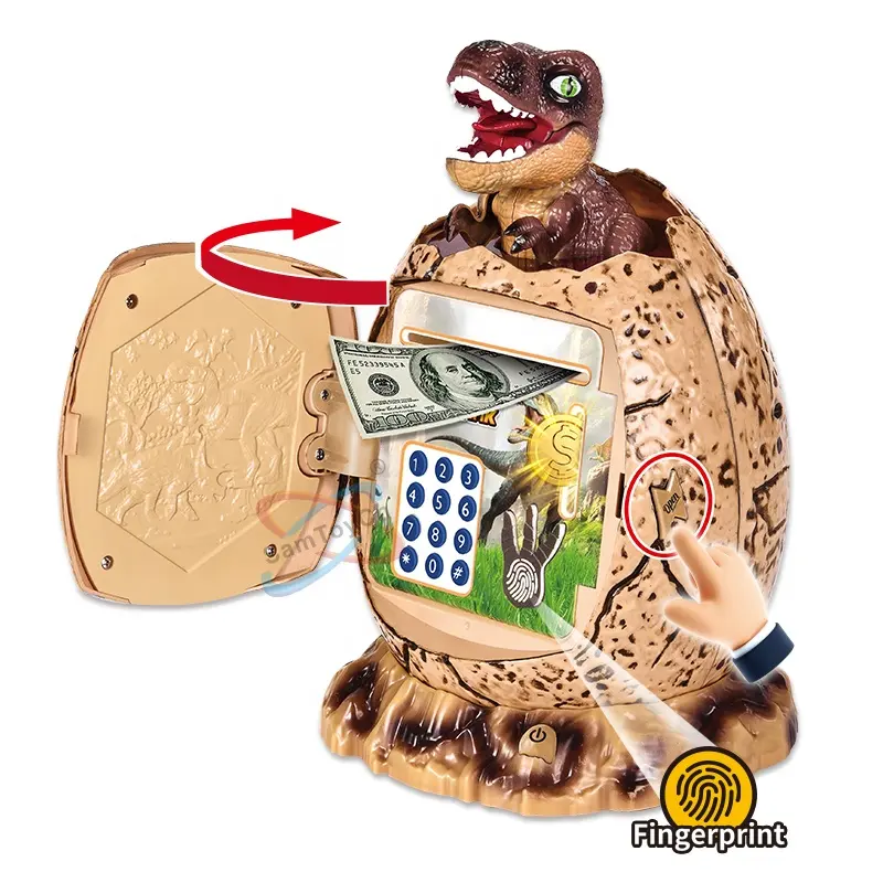 Samtoy Plastic Dinosaur Egg Shape Finger abdruck Passwort Geldautomat Gelds parbox Elektronisches Sparschwein für Kinder mit Nachtlicht
