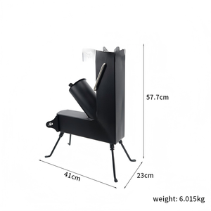 Poêle à fusée en métal d'<span class=keywords><strong>extérieur</strong></span>, 9,44 po <span class=keywords><strong>de</strong></span> diamètre x 17 po <span class=keywords><strong>de</strong></span> largeur x 22 po <span class=keywords><strong>de</strong></span> hauteur, conception simple manuelle monobloc pour le camping, brûleur à bois - Product Image 4