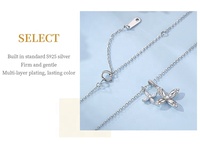 Kalung Liontin Bunga Berdaun Empat ALICE Lucky S925 Sterling Silver Model V-Neck untuk Wanita