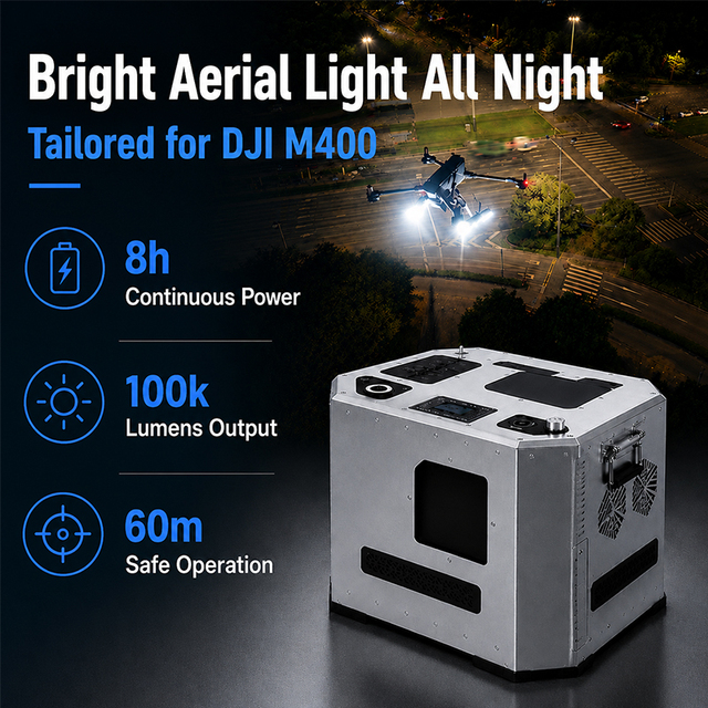 Foxtech T-3000L 3000W 60M Tethered Drone System with Searchlight Lighting Tethered Drone Base Station for DJI Matrice 400 M400