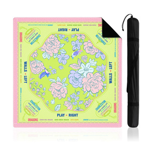 Tapis de <span class=keywords><strong>Mahjong</strong></span> Chinoiserie Classique à Motifs Floraux Verts, Pliable, 31,5x31,5 Pouces, avec Sac de Rangement Noir pour Cartes et Jeux - Product Image 2