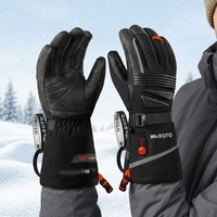 Gants de snowboard chauffants WASOTO WG002 pour hommes, en tissu sergé imperméable et cuir de chèvre, avec doublure en velours - Couleurs personnalisées