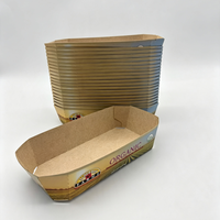 Boîte en carton jetable en forme de bateau en papier kraft, barquette à emporter pour fruits, idéale pour la restauration rapide et les collations