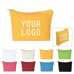 Eco Friendly Blank Organic Cotton <b>Canvas</b> <b>Plain</b> Travel Zipper Makeup Bag Cosmetic With Custom Logo for Ladies - Product Image 5