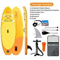 Planche à pagaie gonflable orange tropicale de 9'6'', SUP junior stable de 31'' de large et 5'' d'épaisseur, planche de stand-up paddle légère, 290 cm