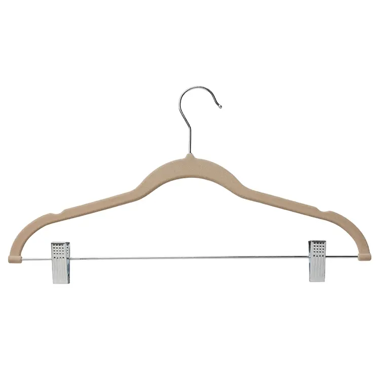 Ultra Thin No Slip 10 Pack IVORY Velvet Hangers with clips use for skirt and pants