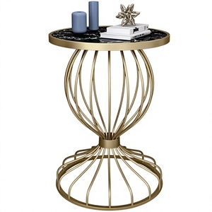 Round Marble Top Accent <b>Side</b> <b>Sofa</b> <b>Side</b> <b>Tables</b> Black Marble Top Modern Home Furniture <b>Side</b> <b>Table</b> for Decoration - Product Image 1