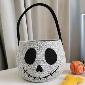 Cesto portátil de lona tejida con cuerda de algodón para dulces de <span class=keywords><strong>Halloween</strong></span>, ideal para fiestas de truco o trato, estilo romántico/retro/anime - Product Image 1