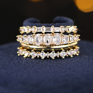 Set di anelli geometrici da donna, lucidi ed eleganti, per feste, matrimoni, accessori da sposa - Product Image 6