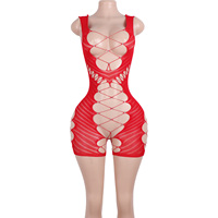 Ensemble short en maille dentelle rouge exotique sans manches pour scène de danse body danseur de pôle de danse tenues pour filles en diamant de cristal