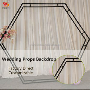Soportes hexagonales lisos de hierro negro para telón de fondo de boda, soportes para globos de flores para decoración de fiestas de boda - Product Image 4