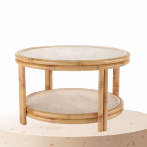 โต๊ะหวายพร้อมฐานงานฝีมือที่แข็งแรงและพื้นผิวธรรมชาติเหมาะสำหรับการตกแต่งภายในที่อบอุ่นหรือผ่อนคลายพื้นที่ทางสังคม - Product Image 3