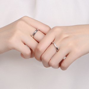 Bague <span class=keywords><strong>de</strong></span> mariage 2026 « Amour Entrelacé » style mignon pour fête, motif croix et rivière d'amour, en argent sterling 925, bagues <span class=keywords><strong>de</strong></span> couple - Product Image 3
