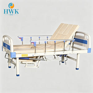 <span class=keywords><strong>Lit</strong></span> médical semi-courbé personnalisable avec fonctions de levage du dossier et des jambes, barrières latérales, poteau porte-perfusion et cadre de traction pour hôpital - Product Image 1