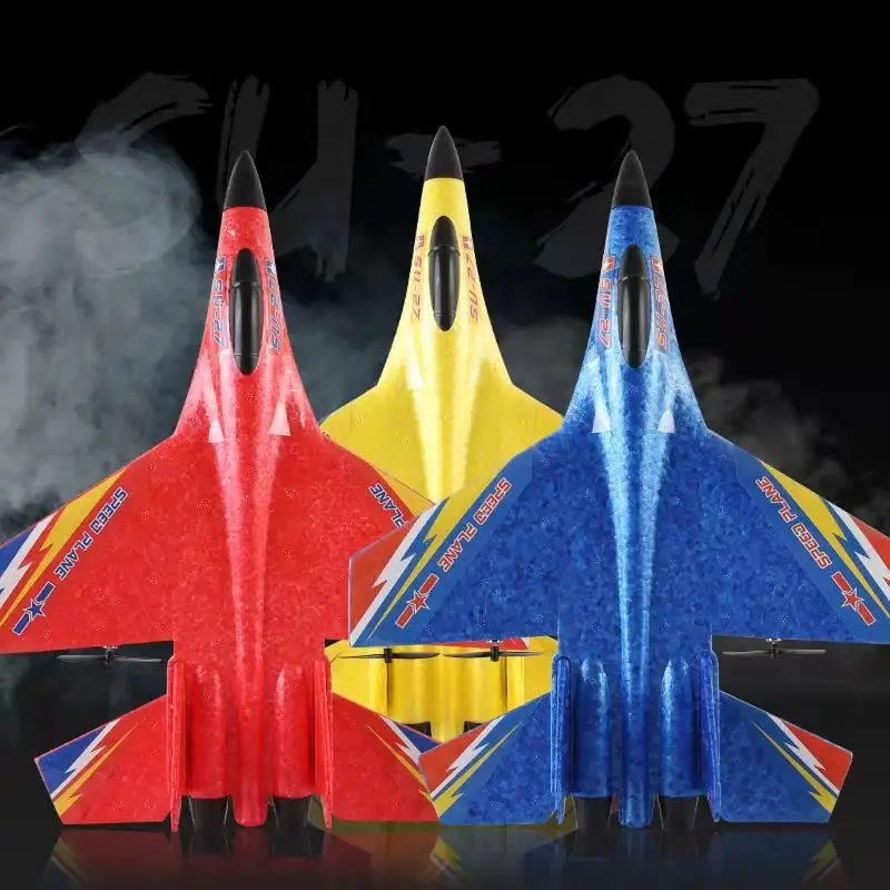 Best remote control fighter jet rc planes for sale 2.4g su 27 flying speed foam led glider airplane kid gift toys china