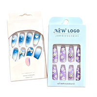Boîte d'affichage personnalisée avec languette de suspension, boîte en carton avec fenêtre transparente en PVC pour faux ongles, emballage pour capsules d'ongles, usine OEM