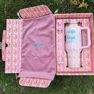 Grand gobelet floral à double paroi isolé pour le voyage en voiture à usage de café 40oz en acier inoxydable tasse chaude et froide avec boîte-cadeau en paille - Product Image 5