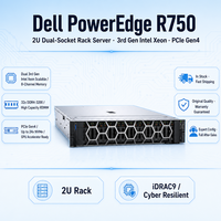 Serveur Dell R750 2U en rack, double socket, 32 DIMM DDR4, PCIe 4.0 NVMe, GPU pour la virtualisation, l'analyse de base de données, VDI, cloud
