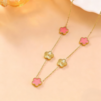 18K gouden roestvrijstalen waterdichte ketting met pruimenbloesempatroon, stoer, elegant, dames statement hanger, cadeau