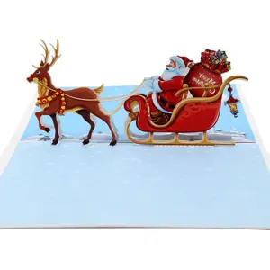 XINDUO impression couleur 3D carte de voeux de voiture de cerf de Noël voeux cadeaux de nouvel an