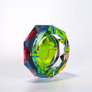 ที่เขี่ยบุหรี่คริสตัลเคลือบกระเป๋ากระจกสีรุ้งขนาดใหญ่แปดเหลี่ยมบุหรี่ - Product Image 1