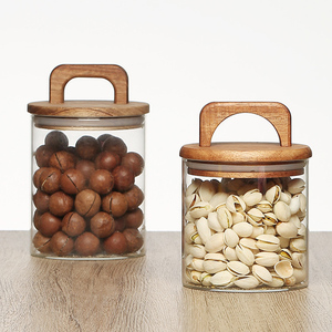 Kín gỗ nắp lọ thủy tinh căn cứ Kẹo & Trà hạt cà phê kín nhà bếp lưu trữ chai kín Canister container thực phẩm - Product Image 3