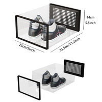 Boîte à chaussures moderne et minimaliste en PP transparent, pliable, empilable, durable, écologique, à un seul niveau, avec couvercle, pour un rangement gain de place (vente en gros)