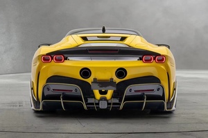 Per Ferrari <span class=keywords><strong>SF90</strong></span> Kit carrozzeria in fibra di carbonio <span class=keywords><strong>SF90</strong></span> aggiornato stile MSY in fibra di carbonio diffusore labbro anteriore spoiler gonna laterale - Product Image 5