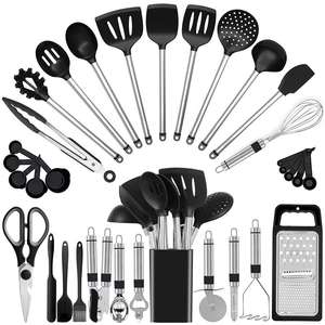 Utensílios de cozinha de silicone, acessórios de cozinha de aço inoxidável, ferramentas personalizadas, utensílios de cozinha