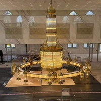 Lustre de hall d'hôtel, éclairage de mosquée en fer forgé sur mesure pour mezzanine, lampes suspendues pour espaces loft, LED doré
