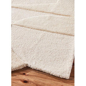 Nordic Tone-on-Tone Wool Rug | Customizable Minimalist Relief Rug | Architectural Cream Tone Floor Art - Product Image 1