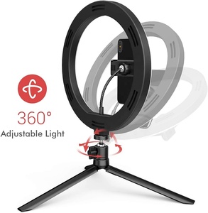 10 "luce Selfie con supporto per telefono treppiede regolabile da scrivania luce per il trucco perfetto per il <span class=keywords><strong>Video</strong></span> Live streaming di TikTok <span class=keywords><strong>YouTube</strong></span> - Product Image 2