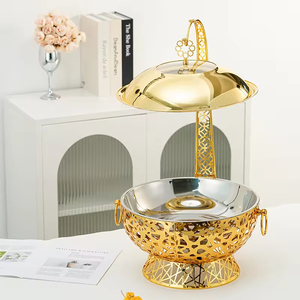 <span class=keywords><strong>Chauffandise</strong></span>-chauffe-plats pour buffet chauffe-plats de luxe ensemble de buffet chauffe-plats en or avec couvercle suspendu pour restaurant - Product Image 1