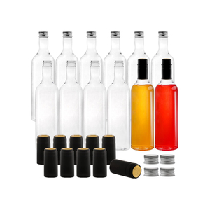 Bouteilles en verre transparent de 500 ml/16 oz avec bouchons en liège et capsules thermorétractables, bouteilles pour la fabrication de vin et de jus maison, pour Bordeaux - Product Image 1