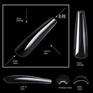 Patchs d'ongles en plastique transparents extra longs, 500 pièces, pleine couverture, XXXL, pré-conçus, personnalisables, pour manucure, forme pointue, style French Water Pipe - Product Image 4