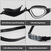 Nouvelles lunettes de natation pour adultes à monture large, verres PC électroplaqués haute définition, protection UV, silicone
